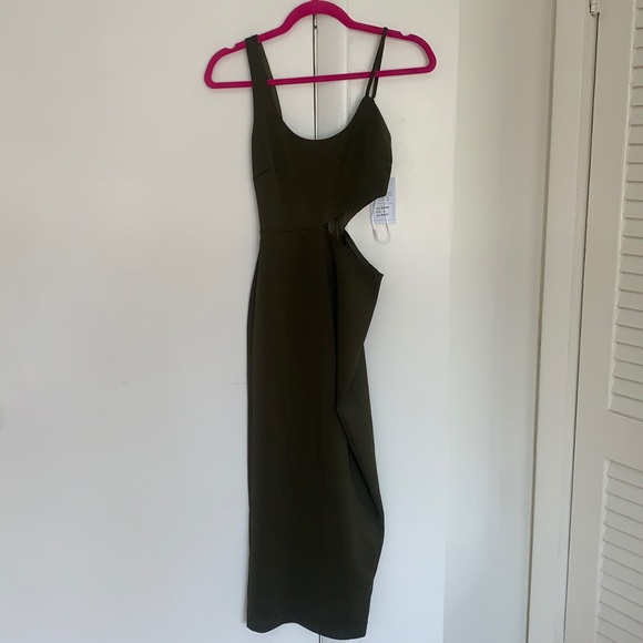 NWT Hello Molly Sweet Lines Khaki Midi Dress - Picture 4 of 7